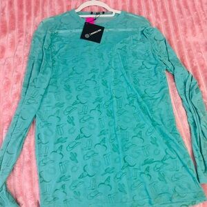 Light Teal Long-Sleeve Crewneck Tee by Merigold Kiss